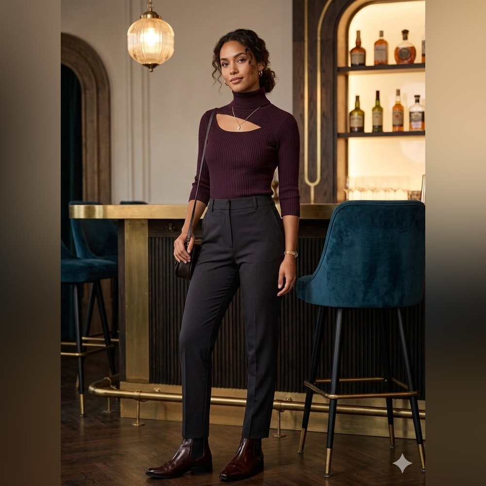 DKNY‎ Black High-Rise Straight Trousers